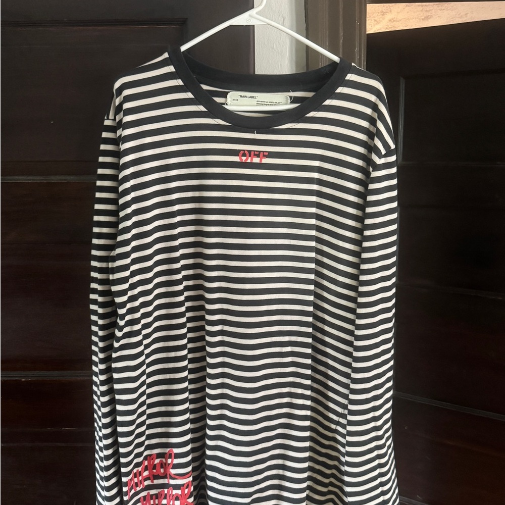 Off-White Black and White Striped Tee